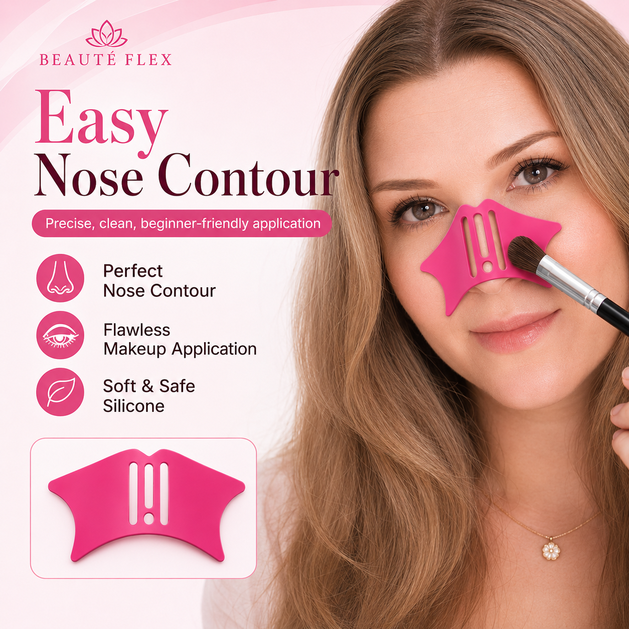 Transform Your Look with the Universal Nose Shadows Makeup Tool - Reusable Silicone Highlighter and Contour Mold for Effortless Beauty