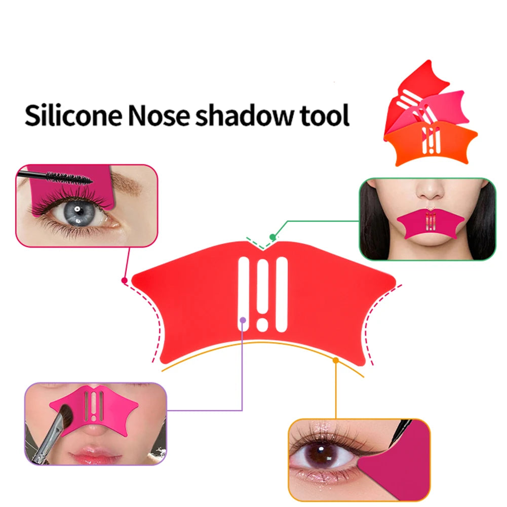 Universal Nose Shadows Makeup Tool Reusable Highlight Contour Shadows Mold Silicone Eyeliner Makeup Stencils for Women Makeup
